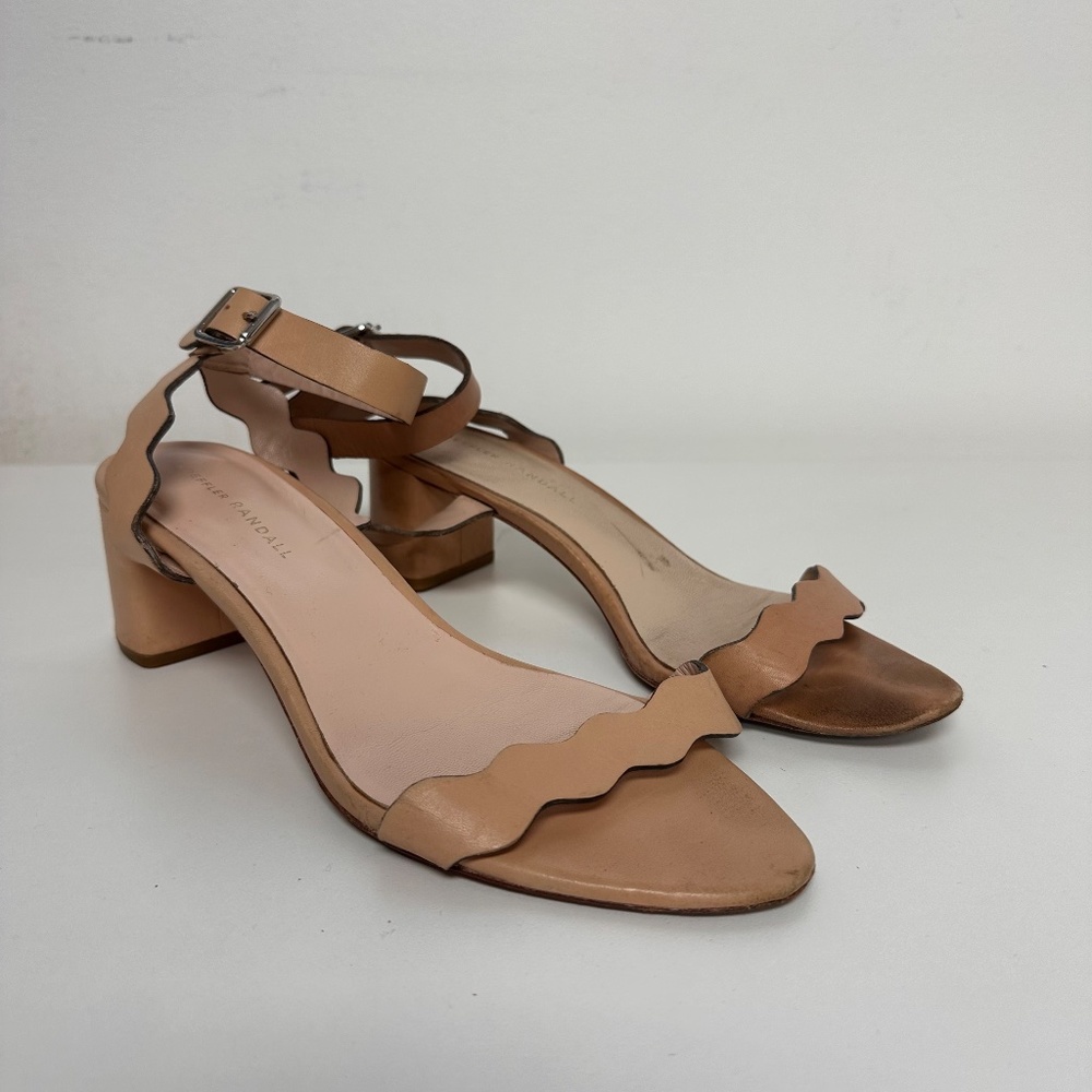 LOEFFLER RANDALL Leather Scalloped Block Heels